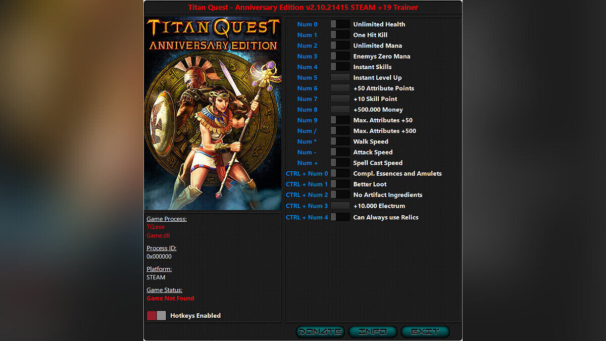 Читы для Titan Quest Anniversary Edition