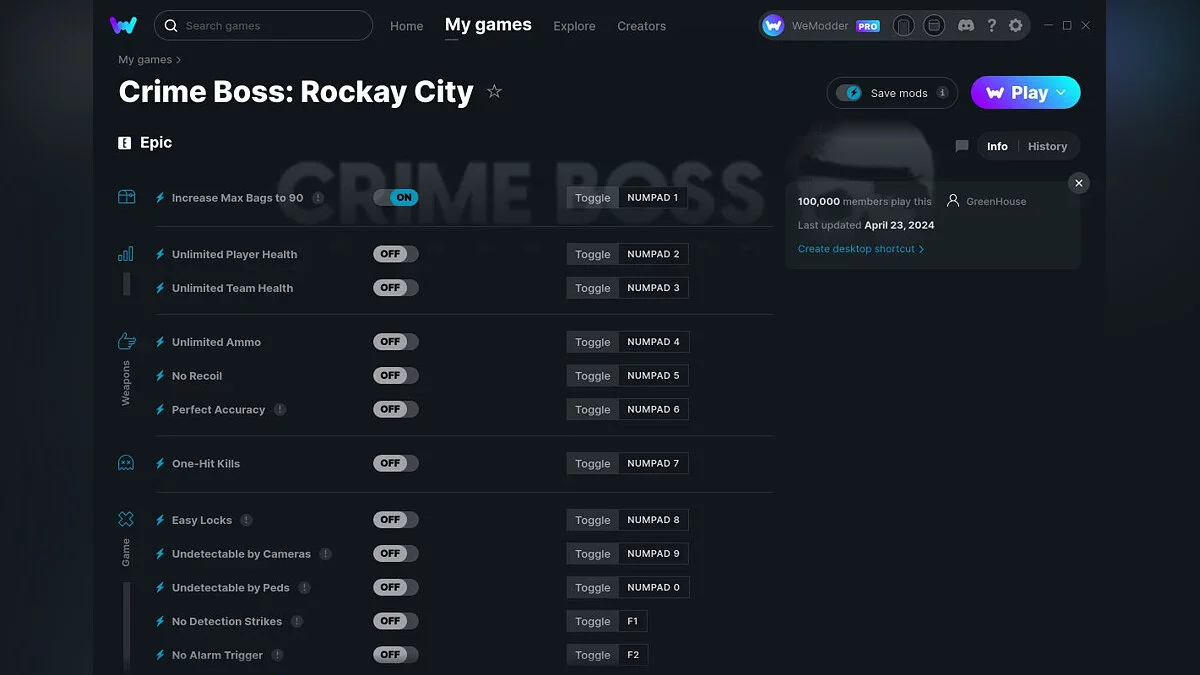 Crime Boss: Rockay City — Трейнер (+19) от 23.04.2024 [WeMod]