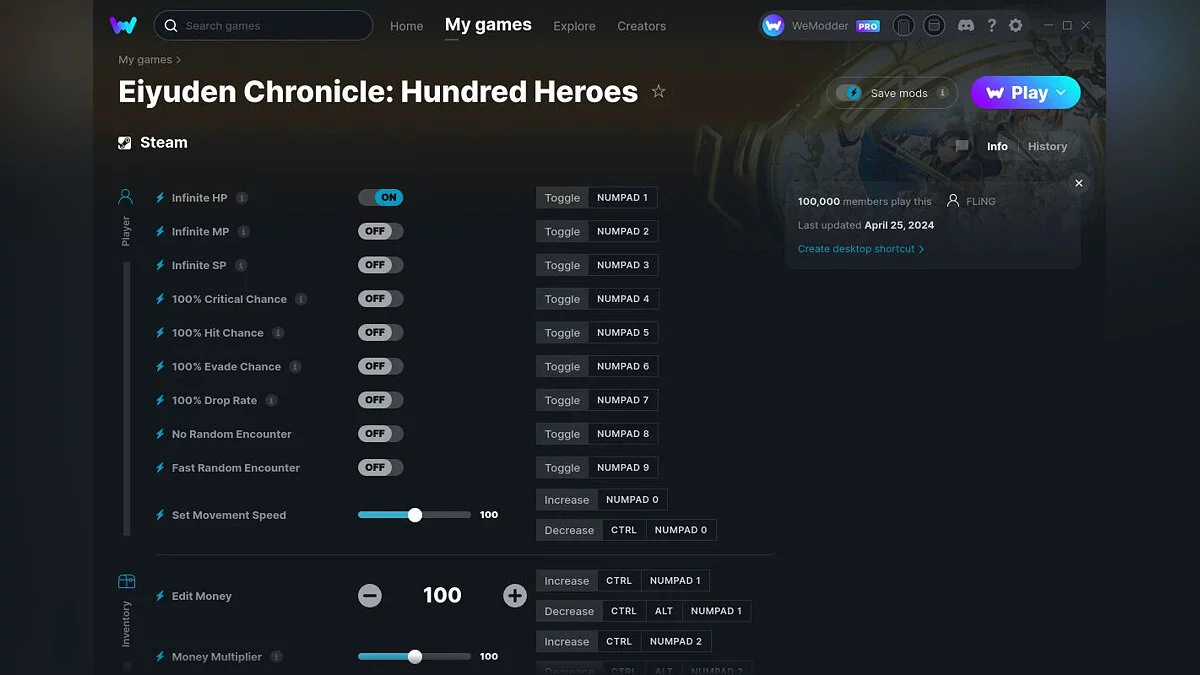 Eiyuden Chronicle: Hundred Heroes — Трейнер (+20) от 25.04.2024 [WeMod]