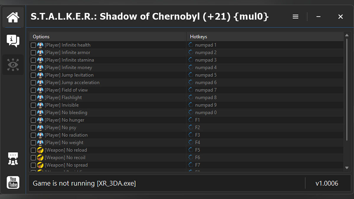 S.T.A.L.K.E.R.: Shadow of Chernobyl — Трейнер (+21) [1.0006]