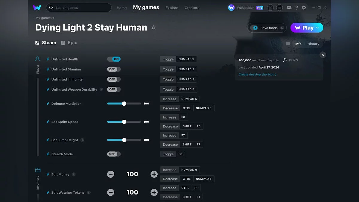 Dying Light 2 Stay Human — Трейнер (+33) от 27.04.2024 [WeMod]