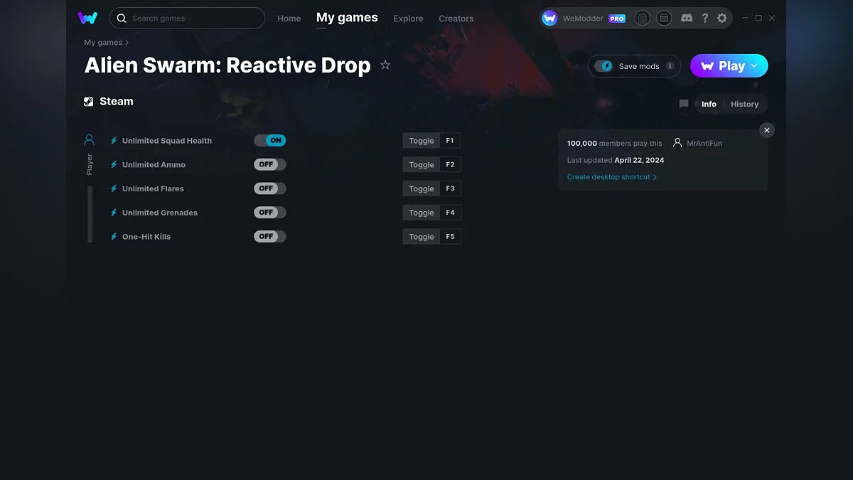 Alien Swarm: Reactive Drop — Трейнер (+5) от 22.04.2024 [WeMod]