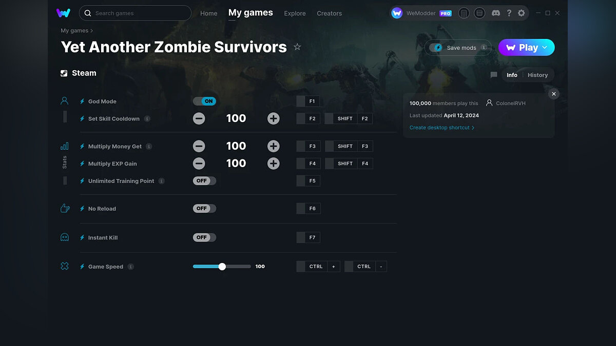 Yet Another Zombie Survivors — Трейнер (+8) от 12.04.2024 [WeMod]