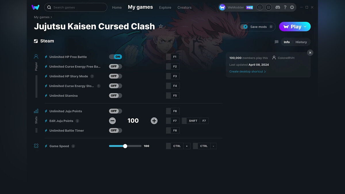 Читы для Jujutsu Kaisen Cursed Clash