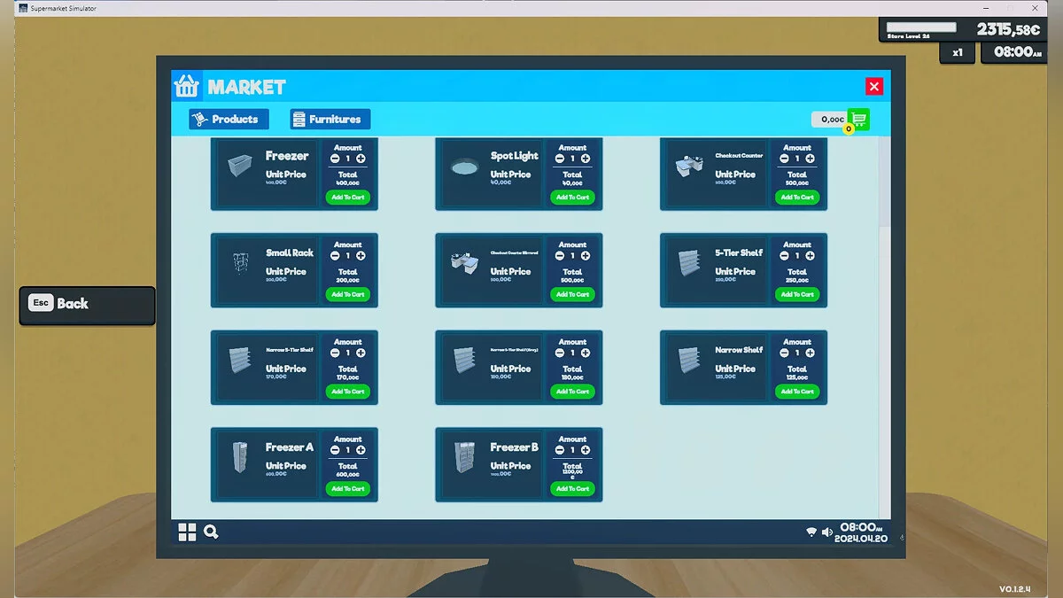 Supermarket Simulator — Вертикальные морозильники