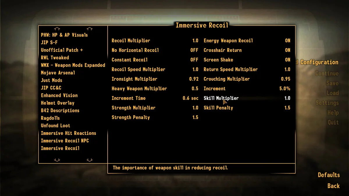 Fallout: New Vegas — Реалистичная отдача