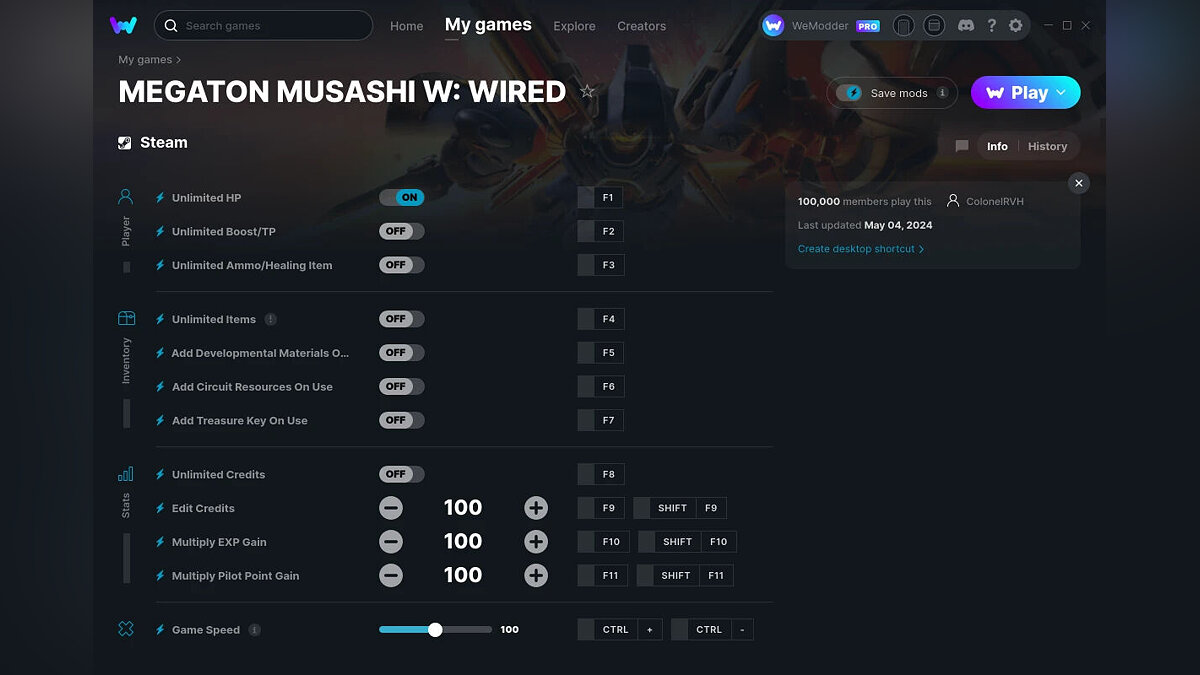Megaton Musashi: Wired — Трейнер (+12) от 04.05.2024 [WeMod]