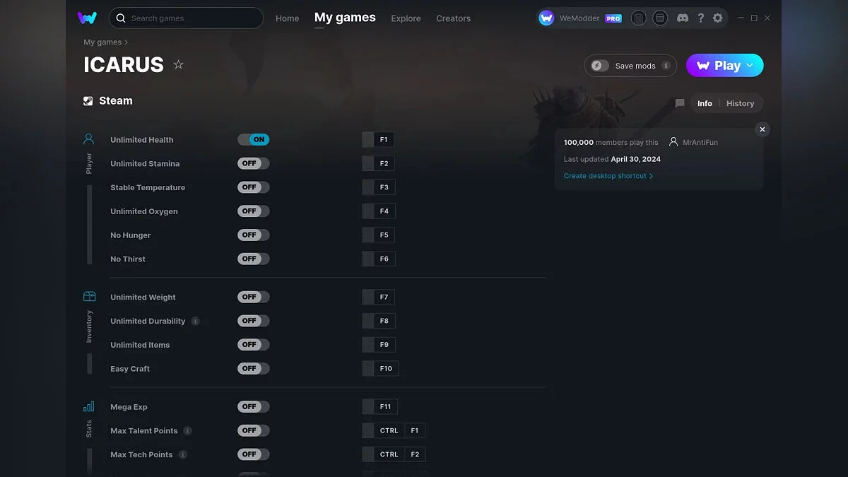 Трейнер (+22) от 30.04.2024 [WeMod]