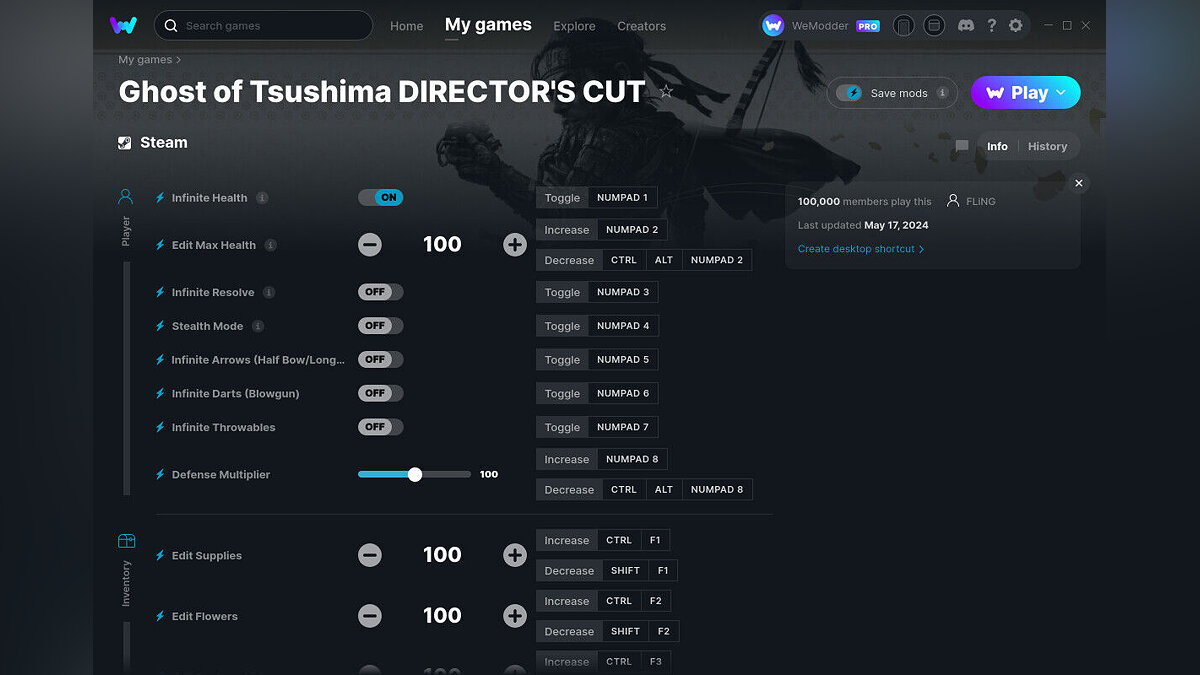 Ghost of Tsushima: Director&#039;s Cut — Трейнер (+30) от 17.05.2024 [WeMod]