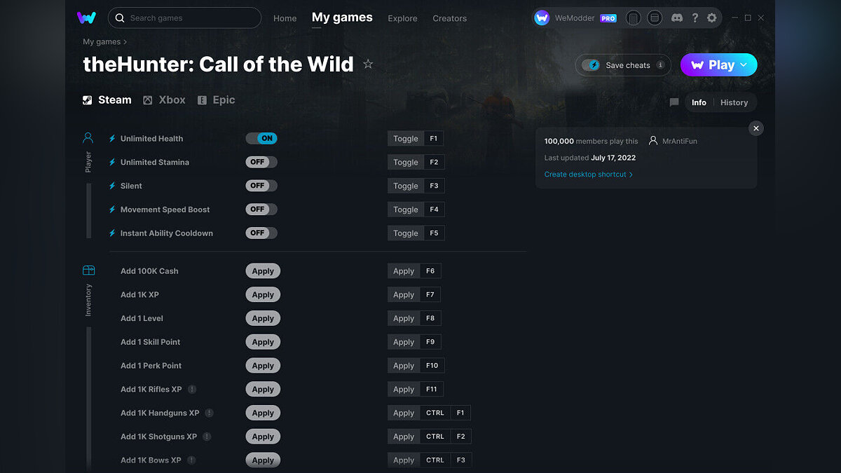 theHunter: Call of the Wild — Трейнер (+34) от 15.05.2024 [WeMod]