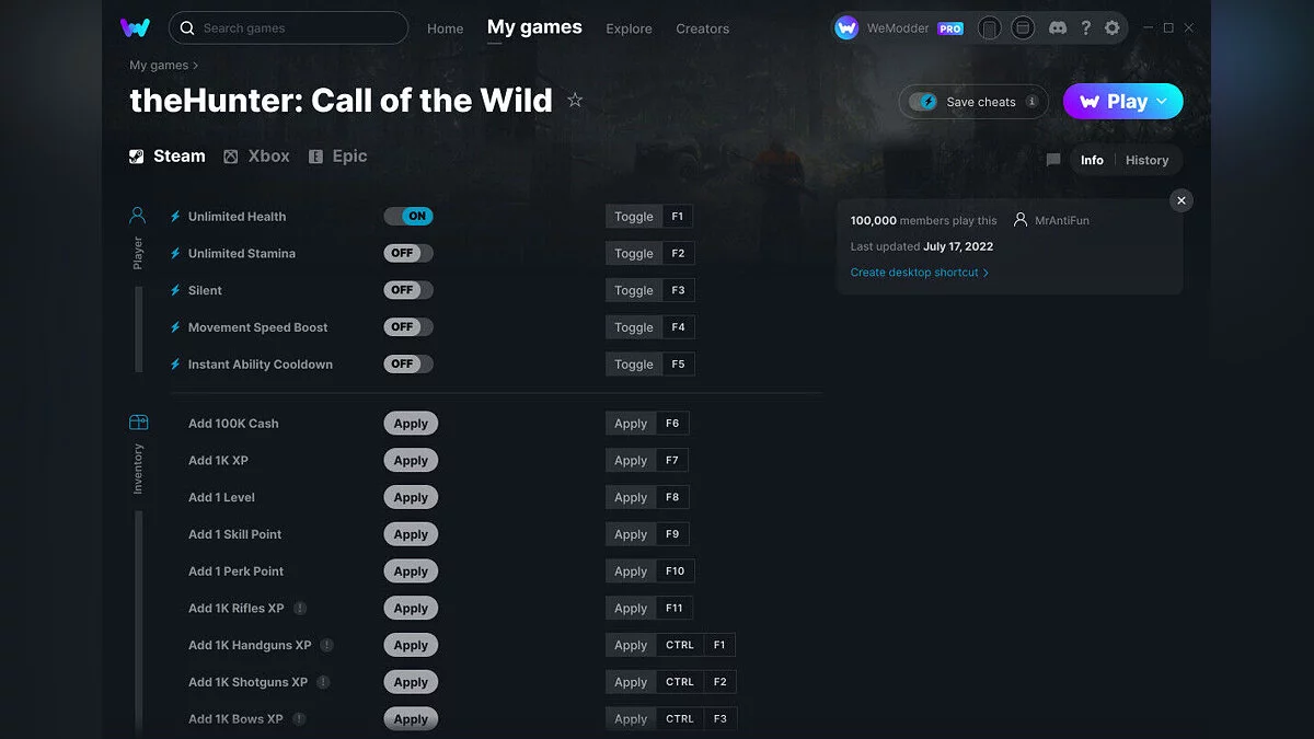 theHunter: Call of the Wild — Трейнер (+34) от 15.05.2024 [WeMod]