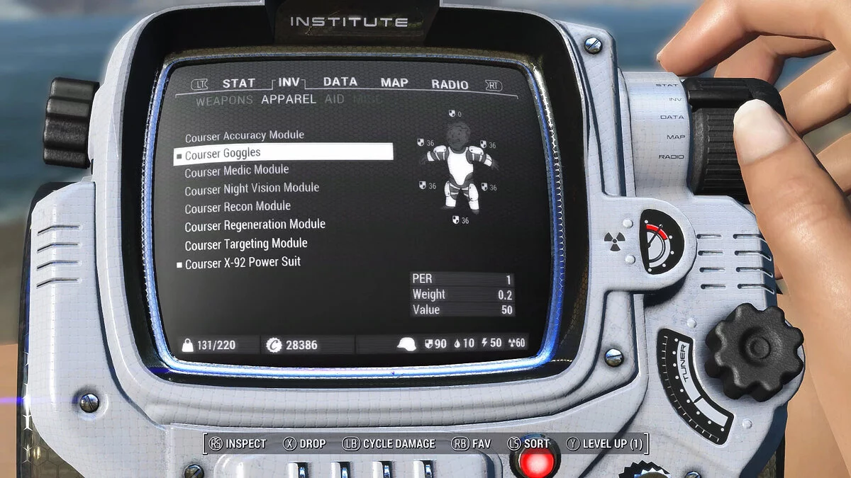 Fallout 4 — Courser X-92 Power Suit CBBE and PipBoy — лёгкая и стильная броня