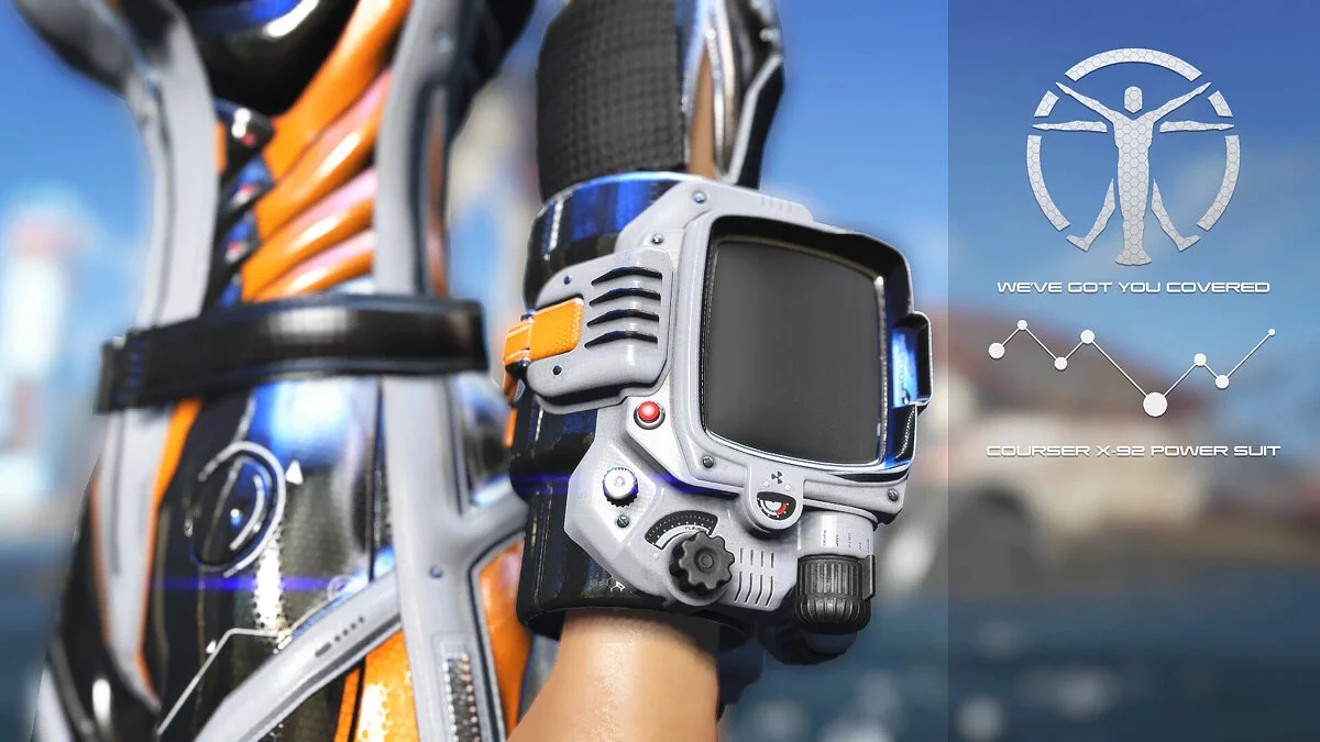 Fallout 4 — Courser X-92 Power Suit CBBE and PipBoy — лёгкая и стильная броня