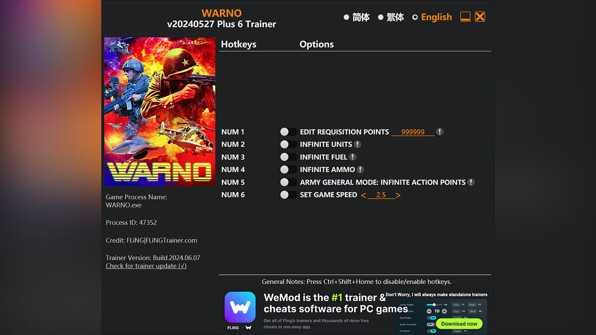 WARNO — Трейнер (+6) [UPD: 27.05.2024] / Трейнеры / Читы
