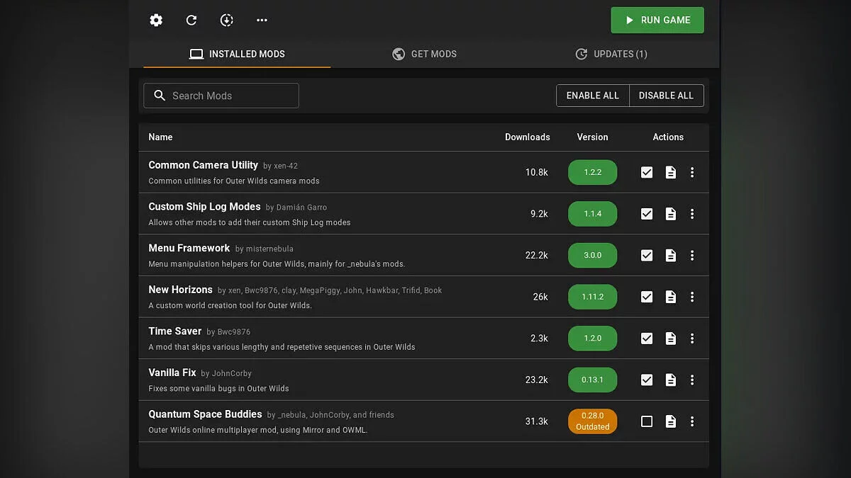 Outer Wilds — Outer Wilds Mod Manager — менеджер модов