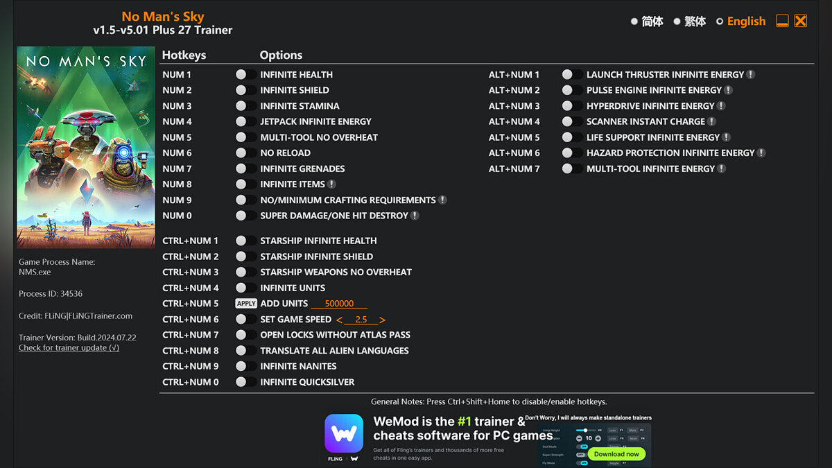 No Man&#039;s Sky — Трейнер (+27) [1.0 - 5.01]