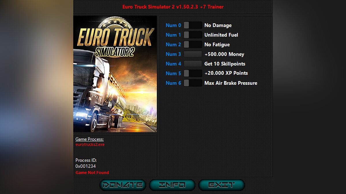 Euro Truck Simulator 2 — Трейнер (+7) [1.50.2.3: Fixed]