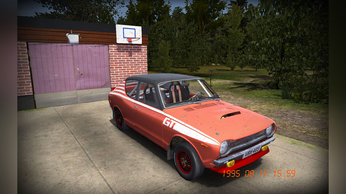 My Summer Car — Satsuma GT Гоночная, красного цвета, номера получены