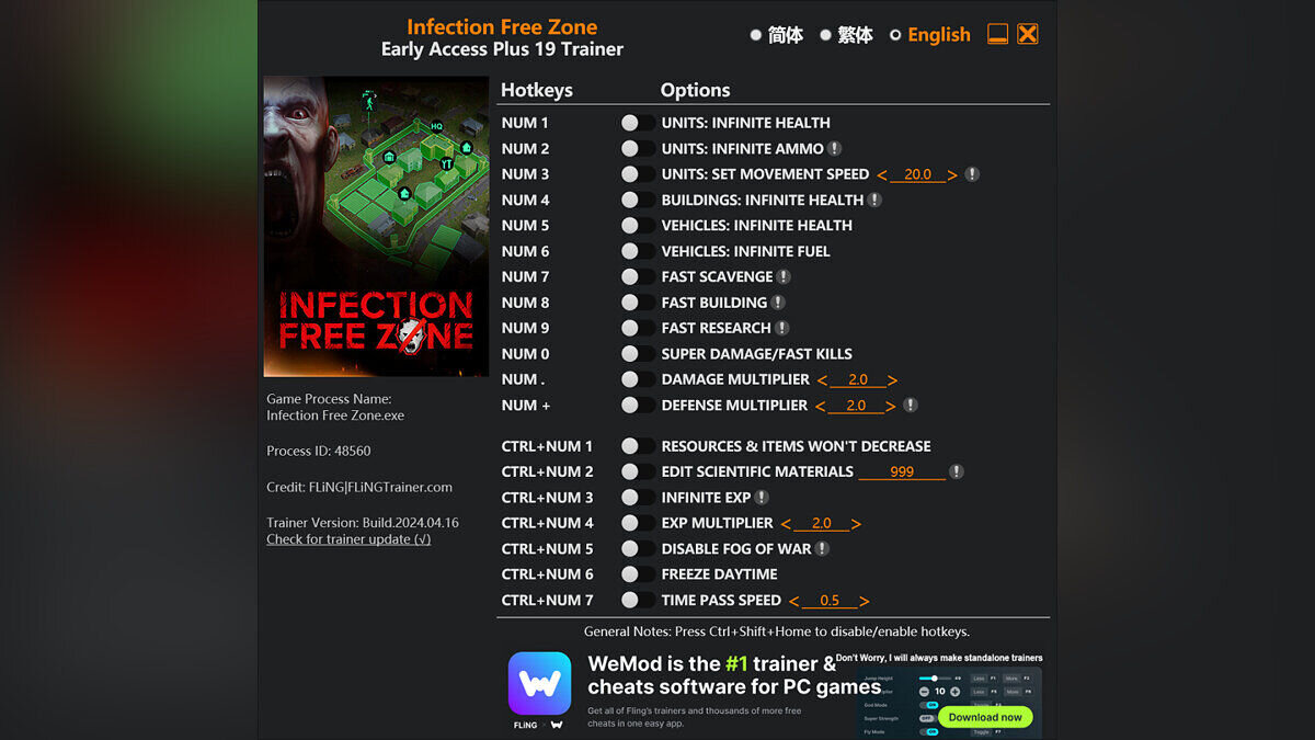 Infection Free Zone — Трейнер (+19) [EA: 11.08.2024]