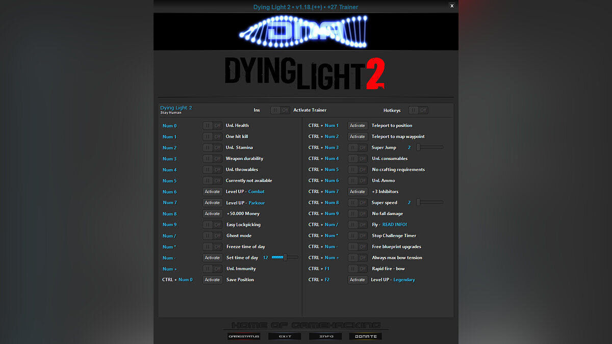 Dying Light 2 Stay Human — Трейнер (+27) [1.18]