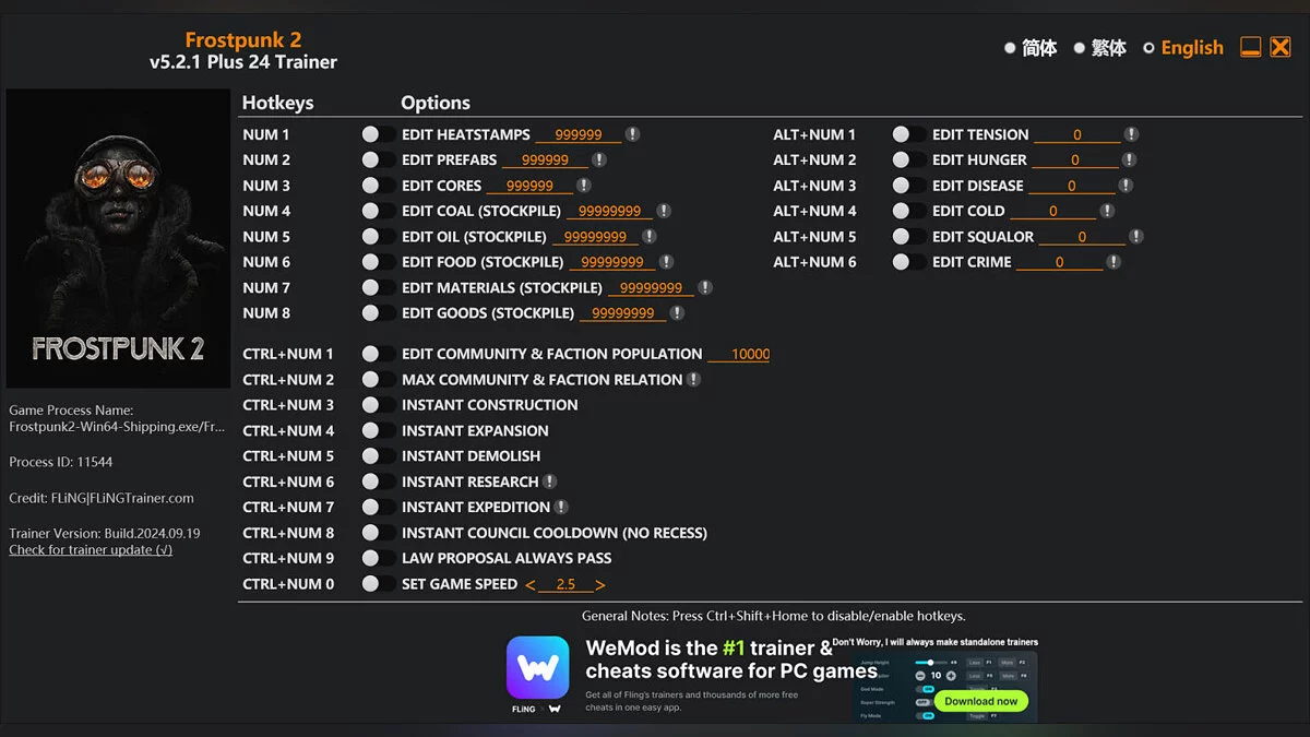 Frostpunk 2 — Трейнер (+24) [5.2.1 Fixed]