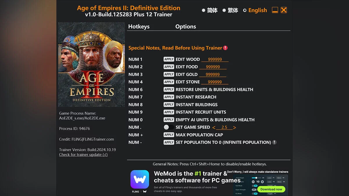 Age Of Empires 2: Definitive Edition — Трейнер (+12) [1.0 - Build.125283]