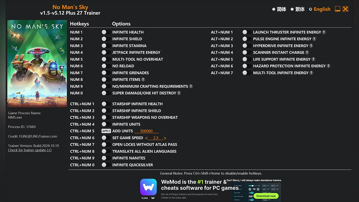 No Man&#039;s Sky — Трейнер (+27) [1.0 - 5.12]