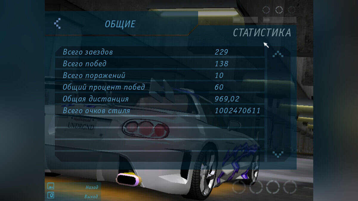 Need for Speed Underground — Сохранение на 100%, пройдена карьера