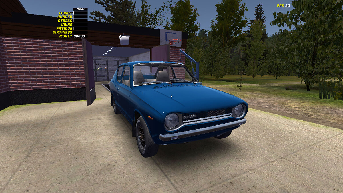 My Summer Car — Сток Сатсума синего цвета, спорт радиатор и покрышки