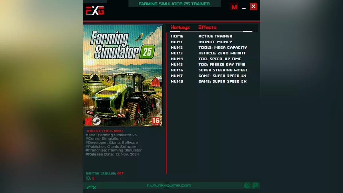 Farming Simulator 25 — Трейнер (+8) [1.2.1.0]