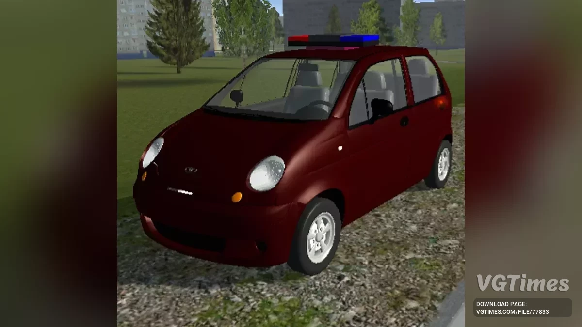 Simple Car Crash Physics Sim — Daewoo Matiz с мигалками