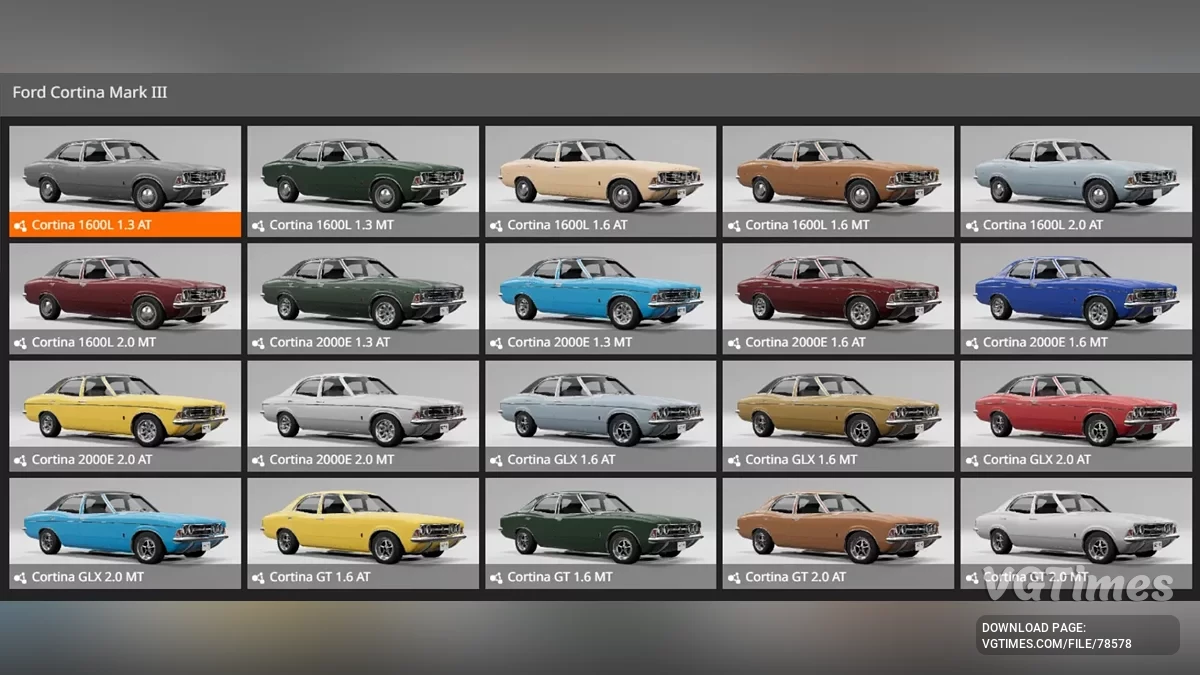 BeamNG.drive — Ford Cortina MK3 v4.0 (0.34.x)