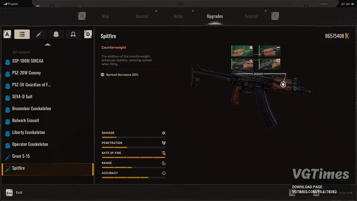 S.T.A.L.K.E.R. 2: Heart of Chornobyl — Нет ограничений на улучшения оружия/брони (1.1.3)