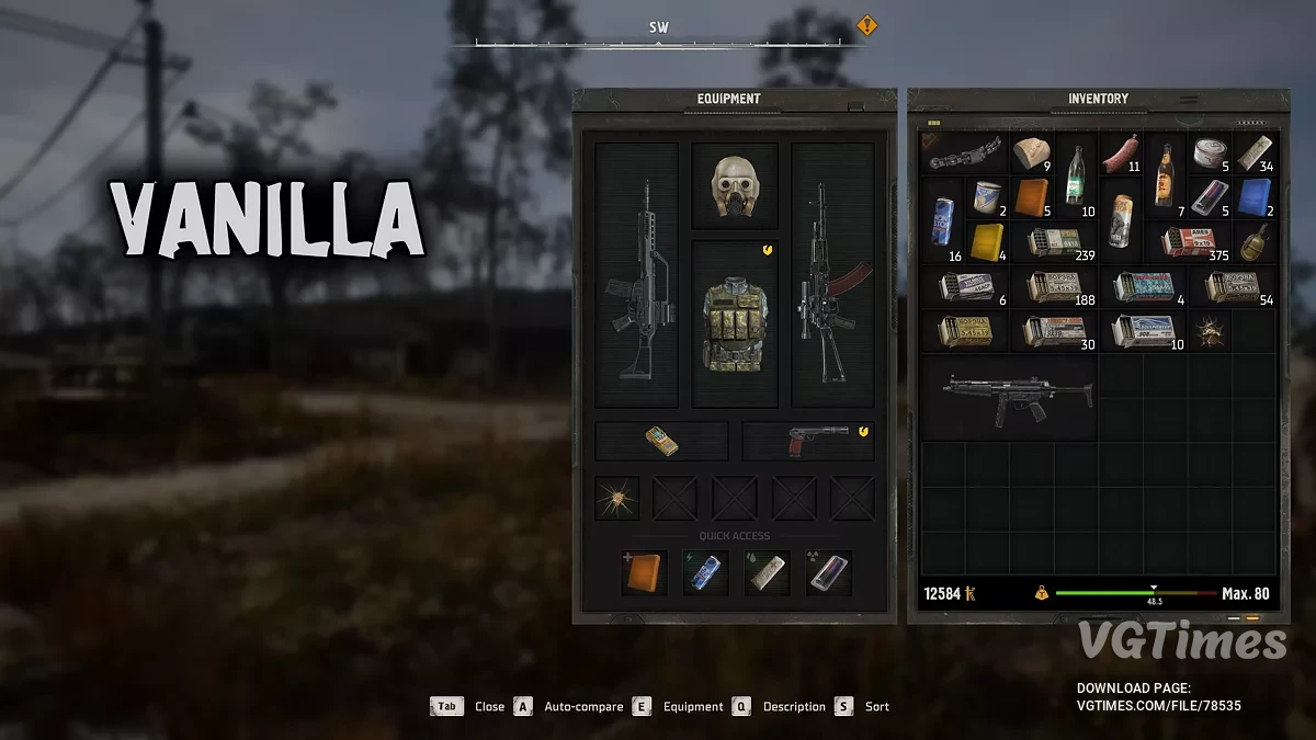 S.T.A.L.K.E.R. 2: Heart of Chornobyl — Расположение инвентаря по центру