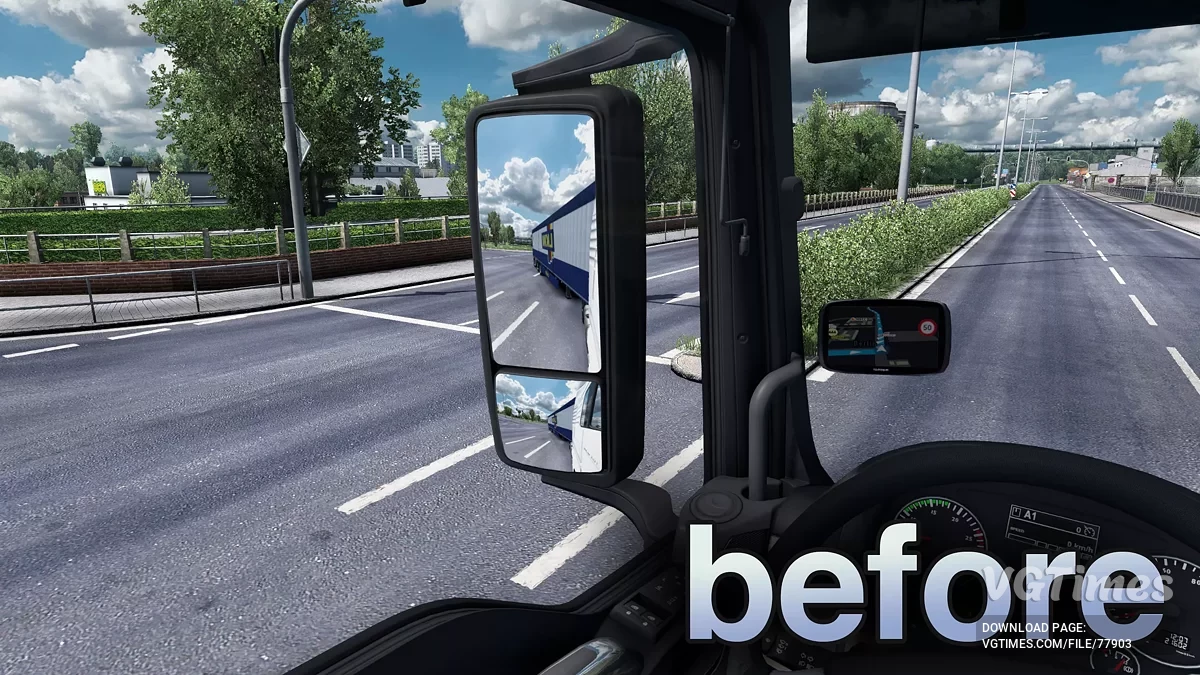 Euro Truck Simulator 2 — Реальный угол обзора в зеркалах [1.53]
