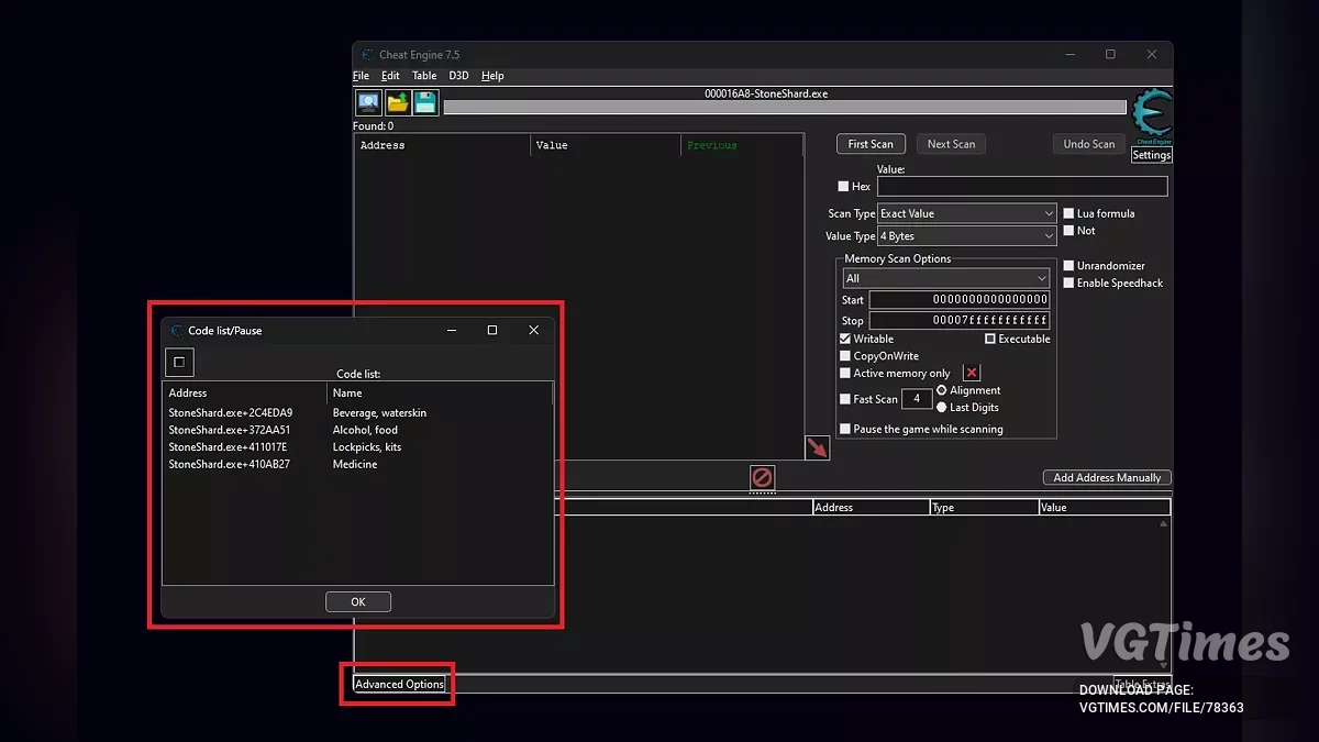 Stoneshard — Таблица для Cheat Engine [0.9.1.10]