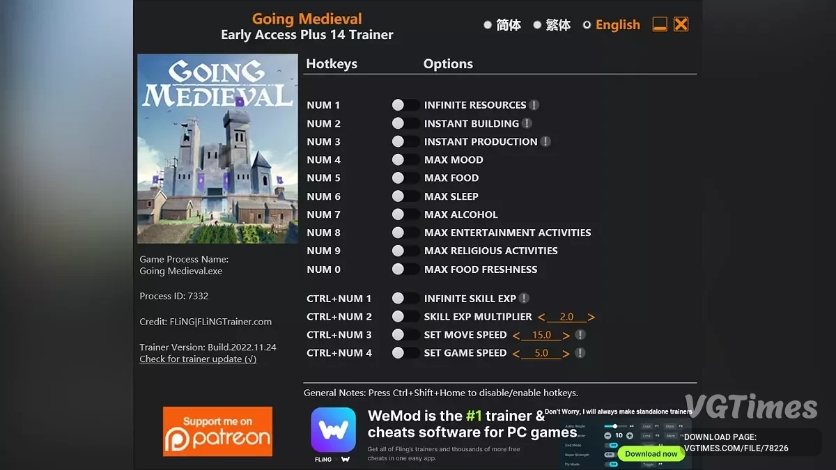 Going Medieval — Трейнер (+14) [EA: 20.12.2024]