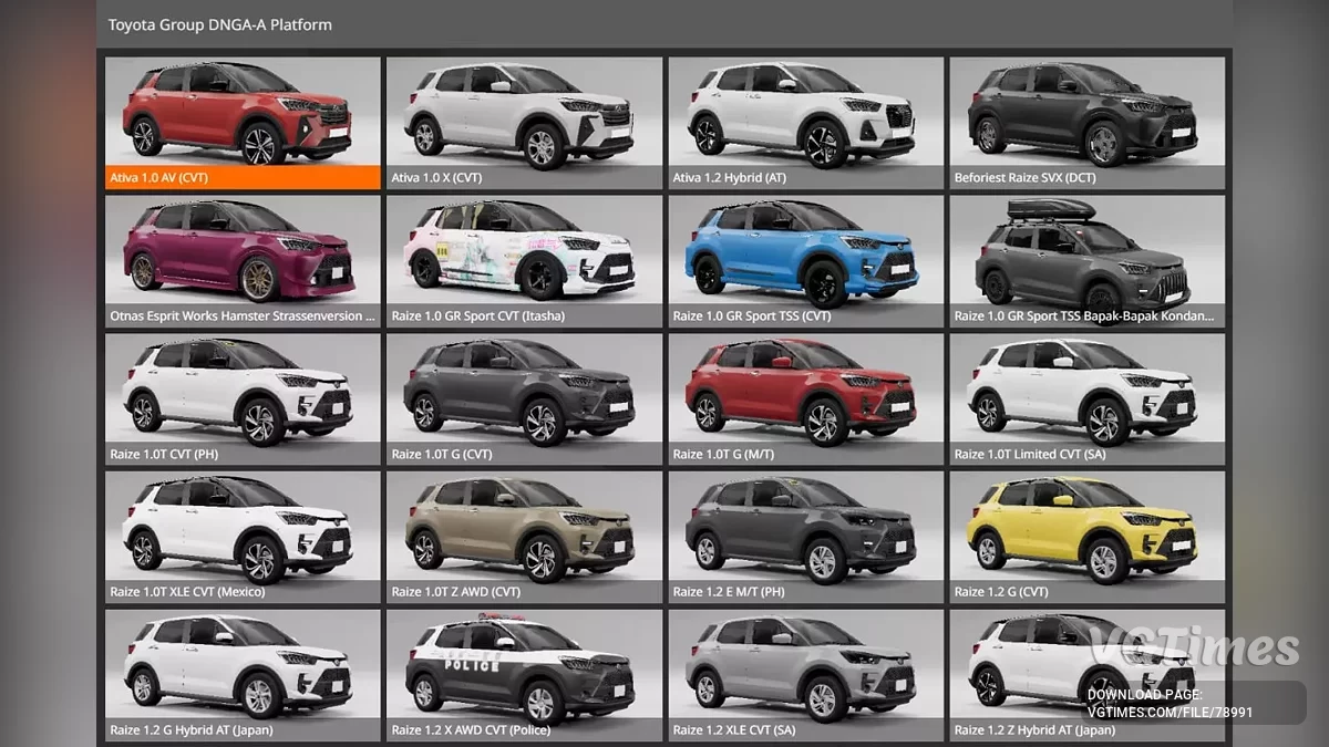 BeamNG.drive — 2021-2025 Daihatsu Rocky/Toyota Raize/Subaru Rex/Perodua Ativa A200 v1.0 (0.34.x)