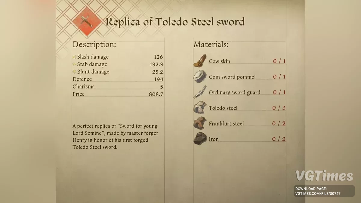 Kingdom Come: Deliverance 2 — Чертежи копий уникального оружия