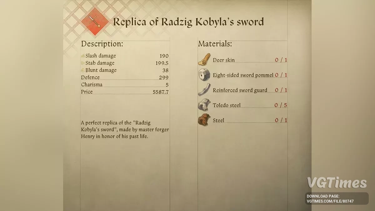 Kingdom Come: Deliverance 2 — Чертежи копий уникального оружия