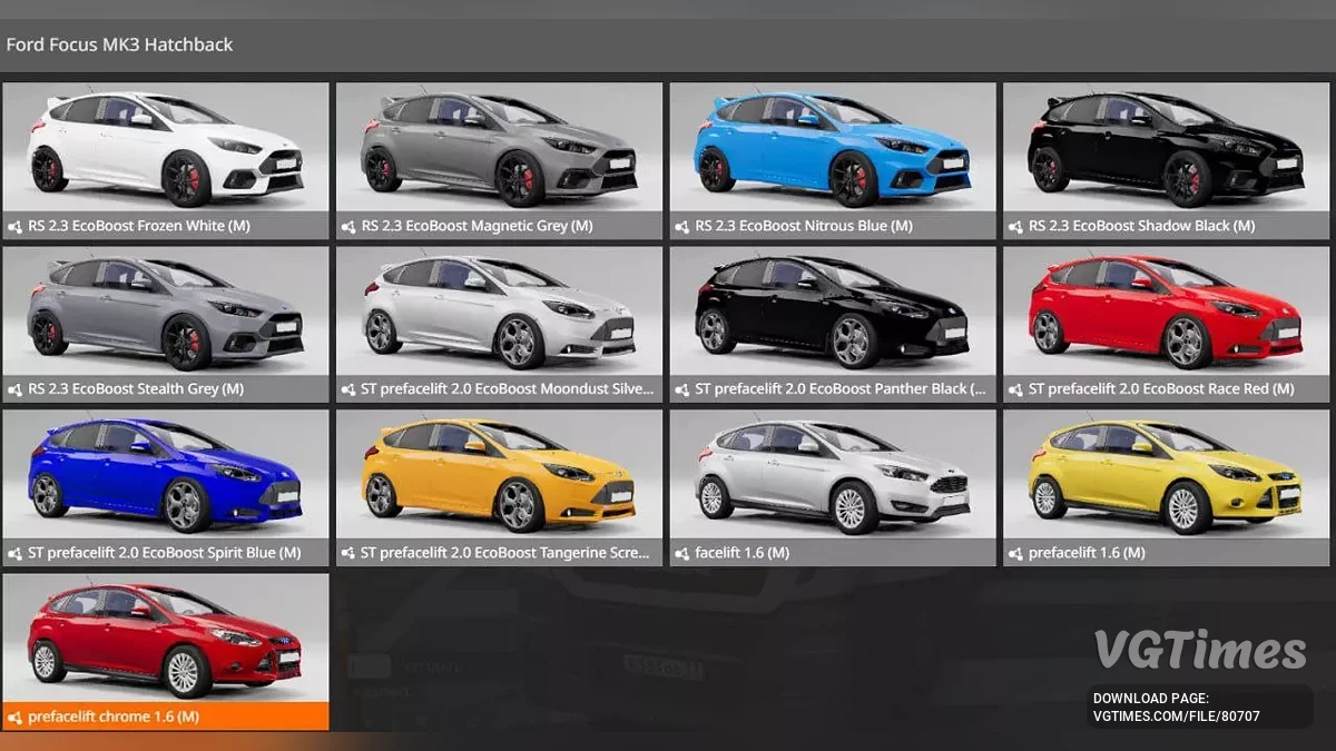 BeamNG.drive — Ford Focus MK3 Hatchback (0.34.x)