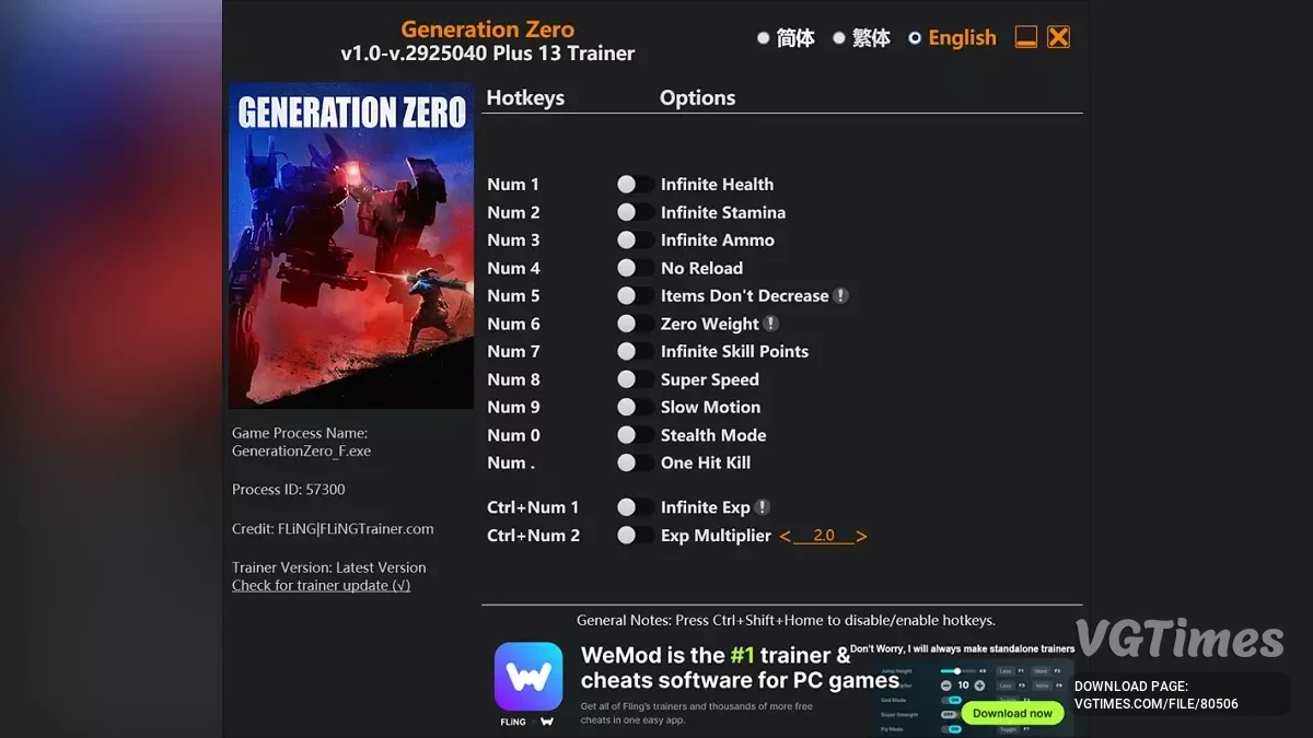 Generation Zero — Трейнер (+13) [1.0 - 2925040]