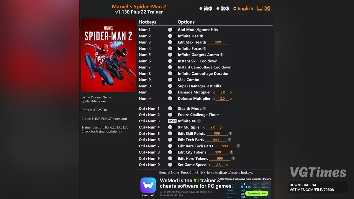 Marvel&#039;s Spider-Man 2 — Трейнер (+22) [1.130]