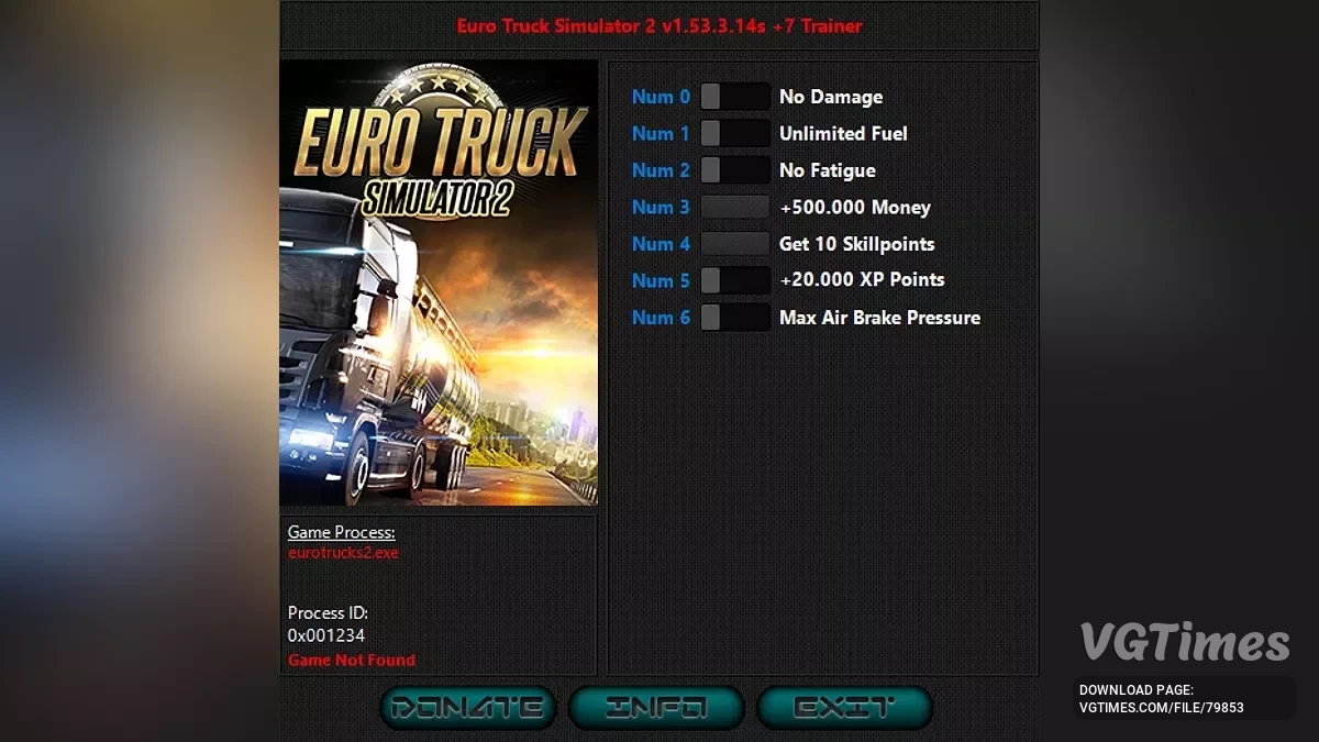 Euro Truck Simulator 2 — Трейнер (+7) [1.53.3.14]