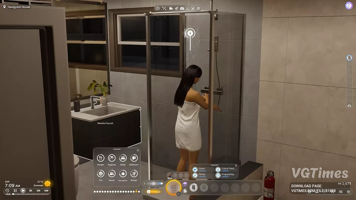 inZOI — Отключение размытости в душе