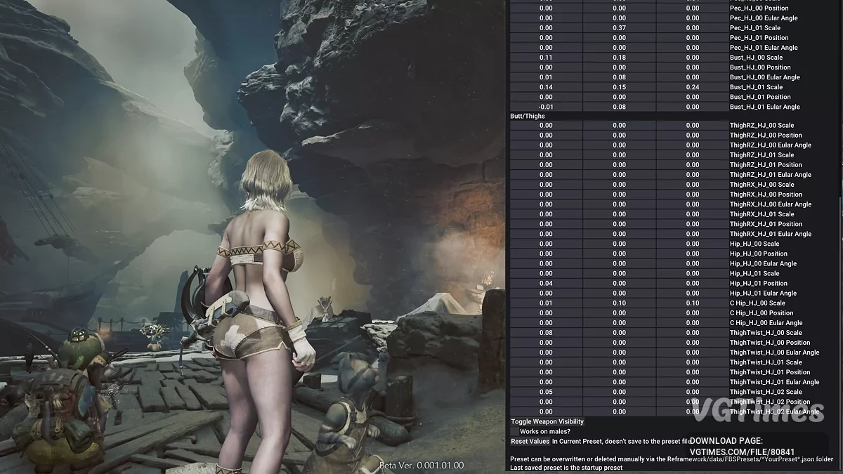 Monster Hunter Wilds — Слайдеры для женского тела