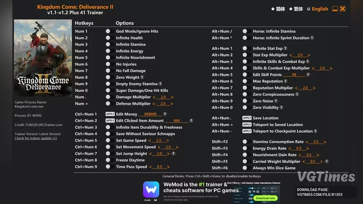 Kingdom Come: Deliverance 2 — Трейнер (+41) [1.1 - 1.2]