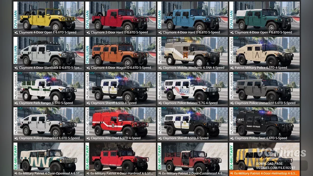 BeamNG.drive — Gunner Patriot/Claymore (0.35.x)