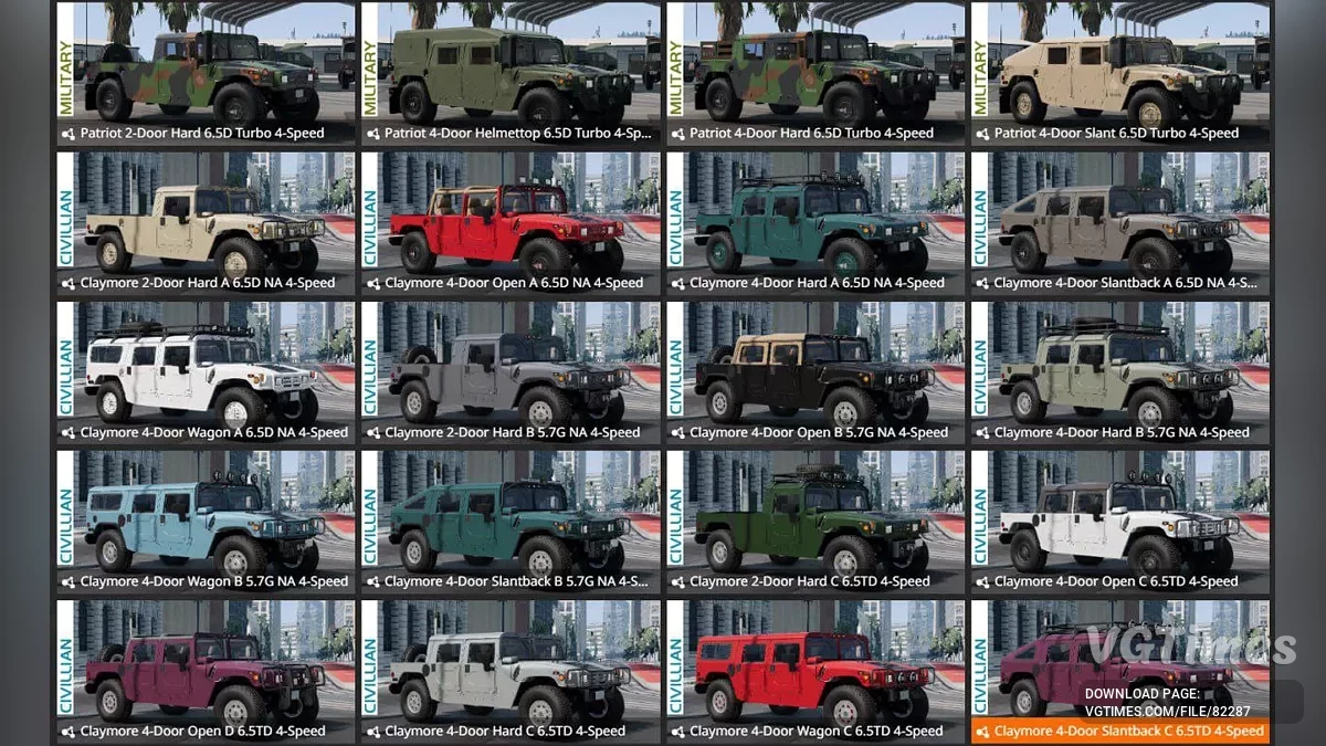 BeamNG.drive — Gunner Patriot/Claymore (0.35.x)