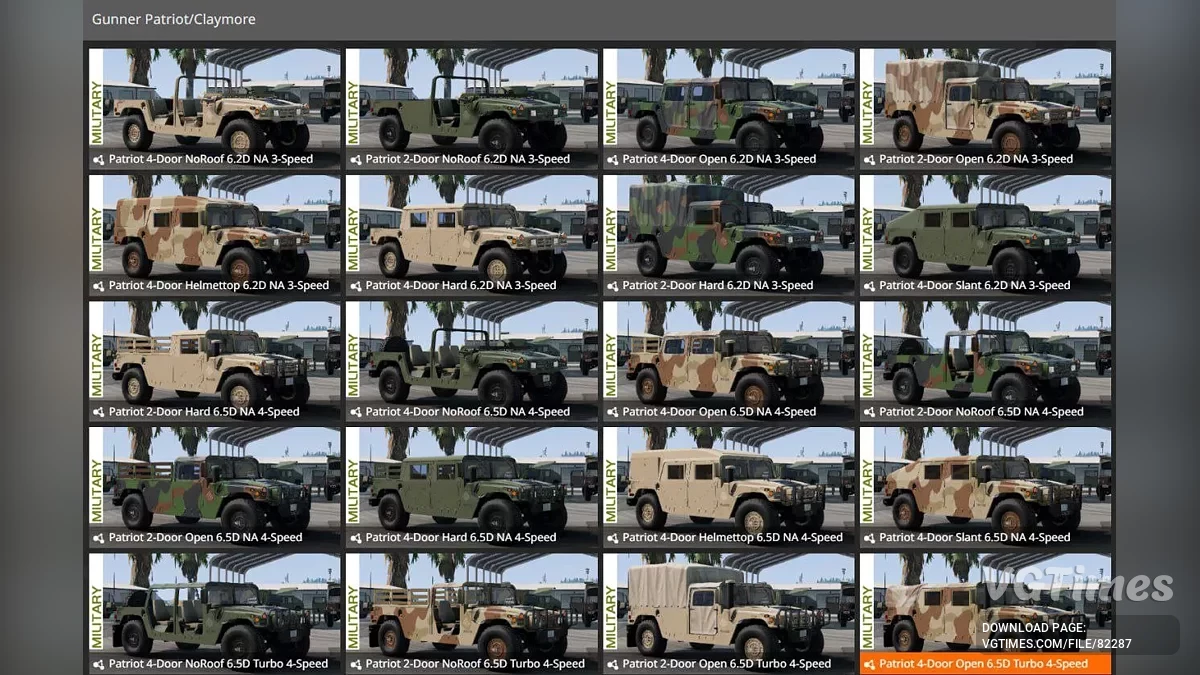 BeamNG.drive — Gunner Patriot/Claymore (0.35.x)